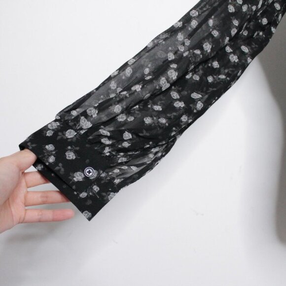 Michael Michael Kors Black Grey Floral Print Long Sleeve Blouse Size S - Picture 9 of 16